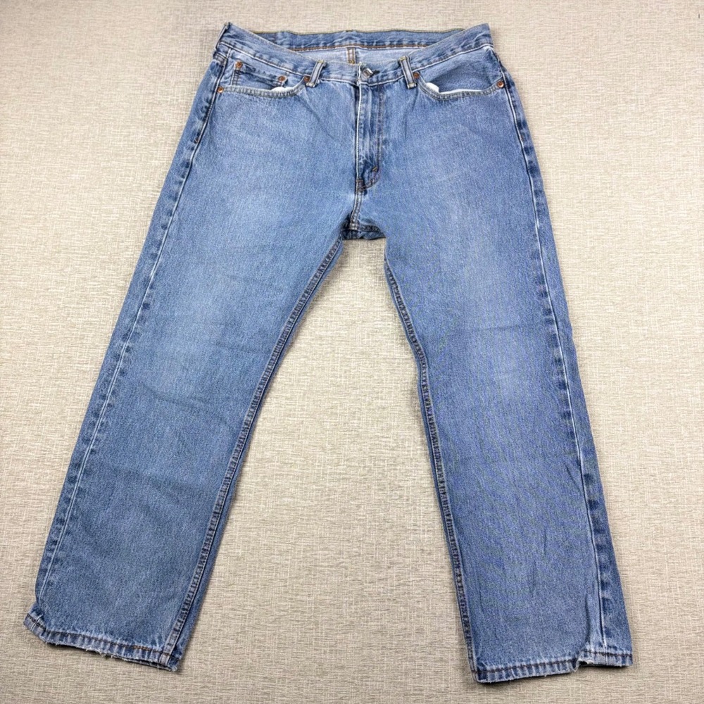 Levis 505 Mens 34x27 Light Distress Jeans Thigh Fade ** Vintage Style ** Denim